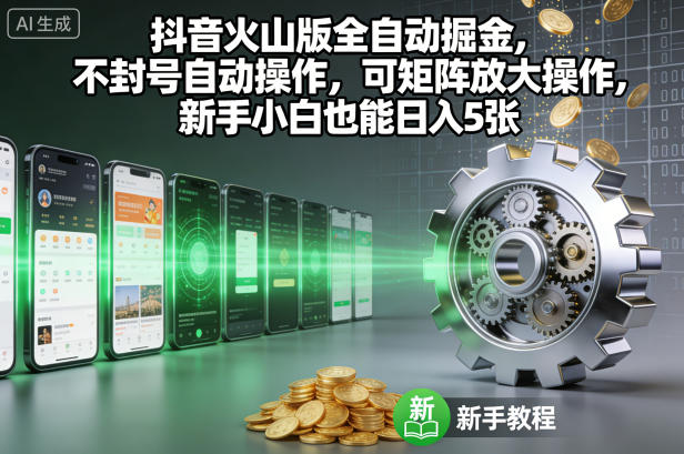 抖音火山版小白赚钱神器:自动化操作防封号+矩阵玩法,日入500零风险!-西蒙学社