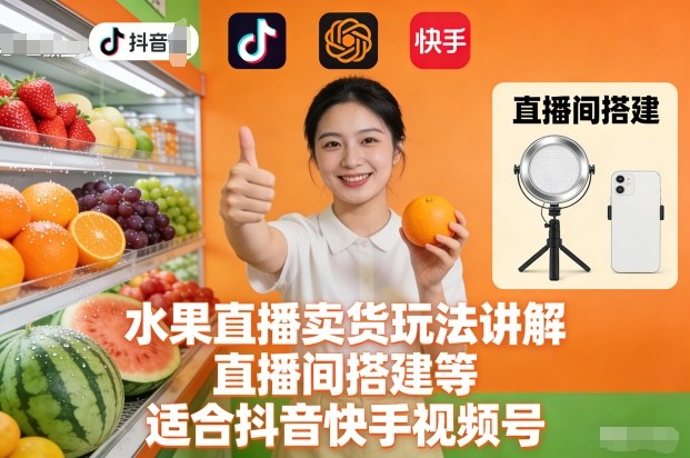鲜果直播带货全技巧与直播室设置专为抖音快手视频号设计-西蒙学社