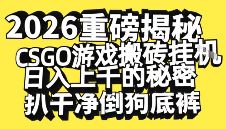 2026年CSGO游戏日赚1000元搬砖秘诀独家大曝光-西蒙学社
