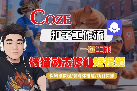 Coze扣子智能体工作流一键生成橘猫励志修仙短视频保姆级全流程教学-西蒙学社