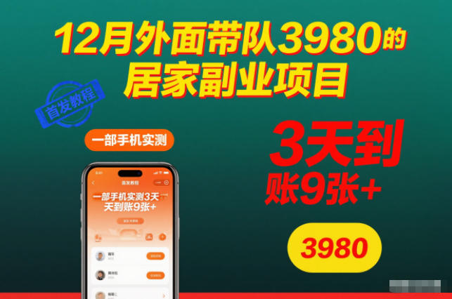 年末居家副业项目手机实测3天收入900+ 原价3980带队项目完整教程-西蒙学社