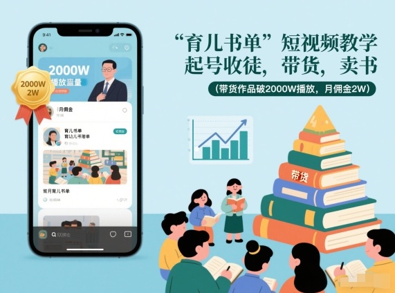 育儿书籍短视频带货教学收徒月佣金2万播放量突破2000万-西蒙学社