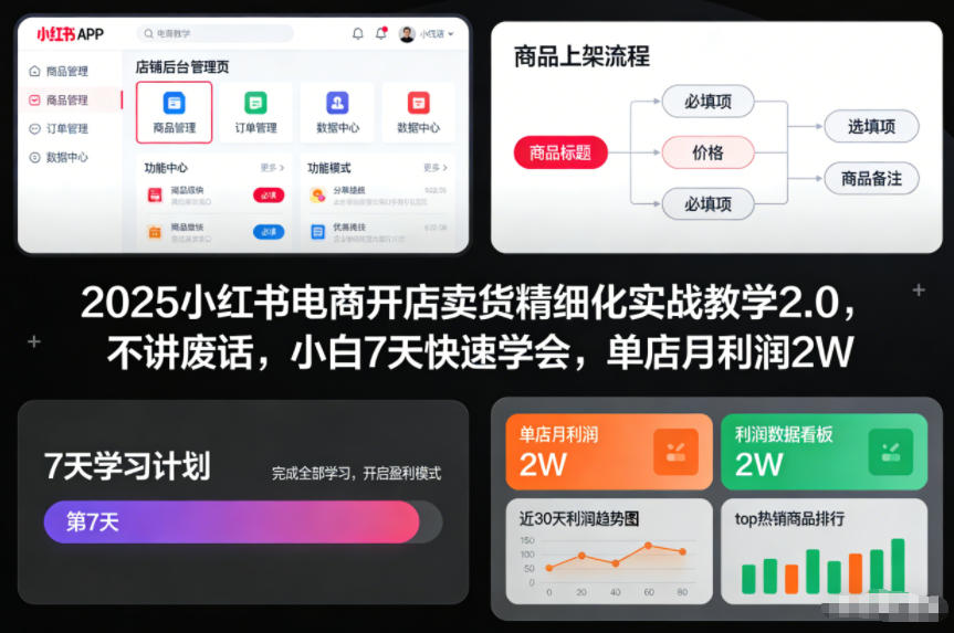 小红书电商开店卖货进阶实战教程2.0新手7天精通单店月利润2万元-西蒙学社