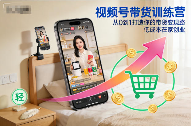 视频号带货新手训练营从零基础起步在家低成本创业快速变现-西蒙学社