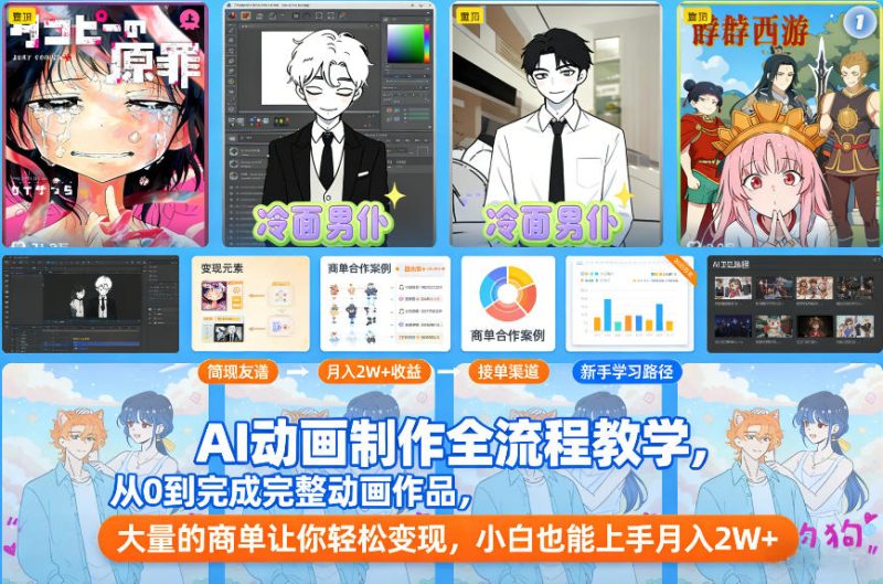 AI动画零基础教学全程实操:小白轻松月入2万+变现商单攻略-西蒙学社