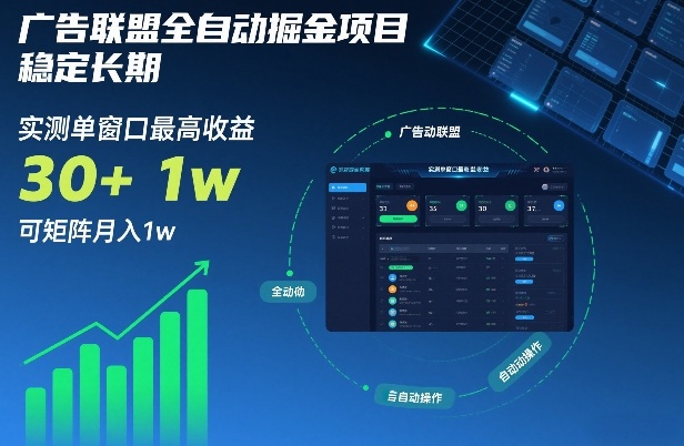 全自动掘金广告联盟项目长期稳定实测单窗口收益超30通过矩阵轻松月入过万-西蒙学社