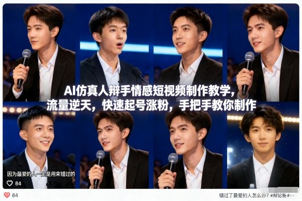 AI 仿真辩手情感短视频制作教程：流量狂涨秘籍，新手速效吸粉实操指导-西蒙学社