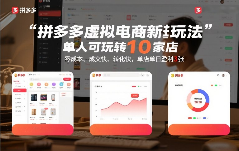 拼多多虚拟经营新策略：一人操作10家店铺零成本快速赚取每日利润300元秘术-西蒙学社