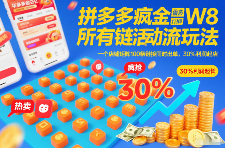 拼多多活动策略新方案链路打标技术百链店铺群同步成交30%利润开店方法-西蒙学社