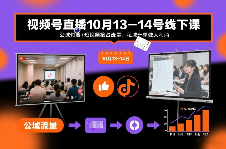 10月13-14日视频号直播线下课公域付费短视频抢占流量私域升单放大利润-西蒙学社