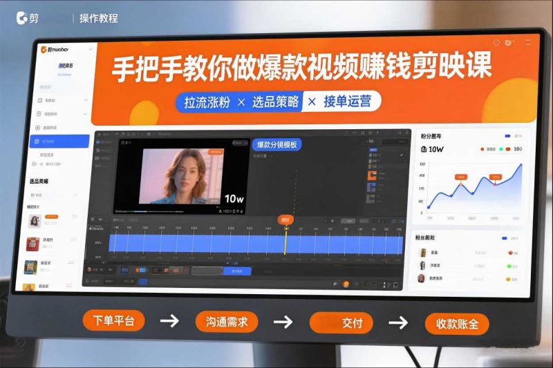 剪映赚钱实战教程2026更新：拉流涨粉选品接单全攻略-西蒙学社