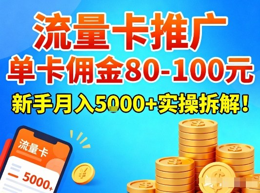 流量卡推广佣金单张100元零基础每月稳定赚5000实操流程全解析-西蒙学社