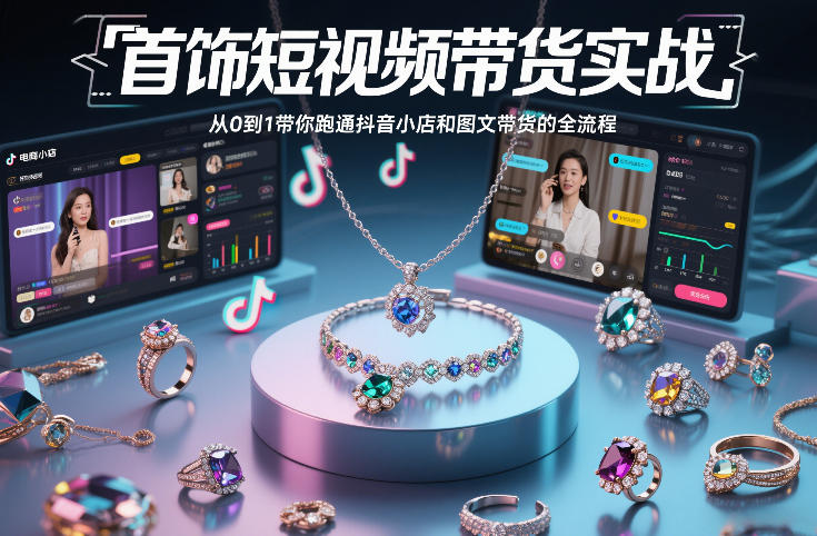 首饰短视频带货实战教程：从零基础掌握抖音小店和图文销售全流程-西蒙学社