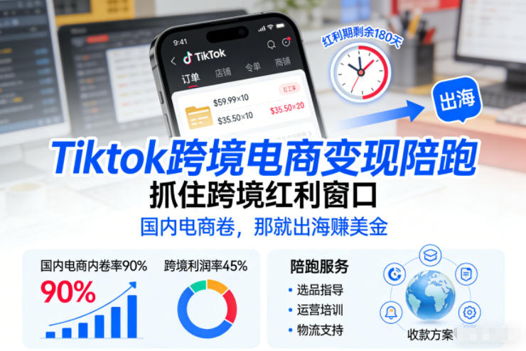 TikTok跨境电商变现陪跑指南抢占跨境红利风口出海賺美金-西蒙学社