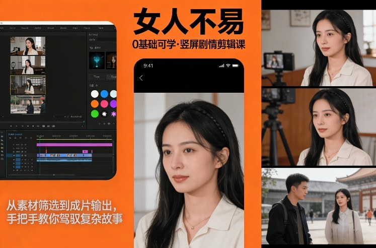 女人是主角零基础学竖屏剧情剪辑课素材筛选到成片快速驾驭复杂故事-西蒙学社