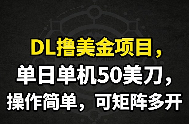 DL赚美元项目单机日收$50操作简易支持多开-西蒙学社