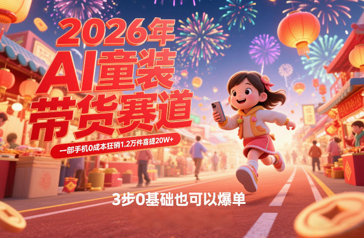 AI童装春节带货爆单秘籍：0成本手机售1.2万件盈利20万+ 三步新手轻松上手-西蒙学社