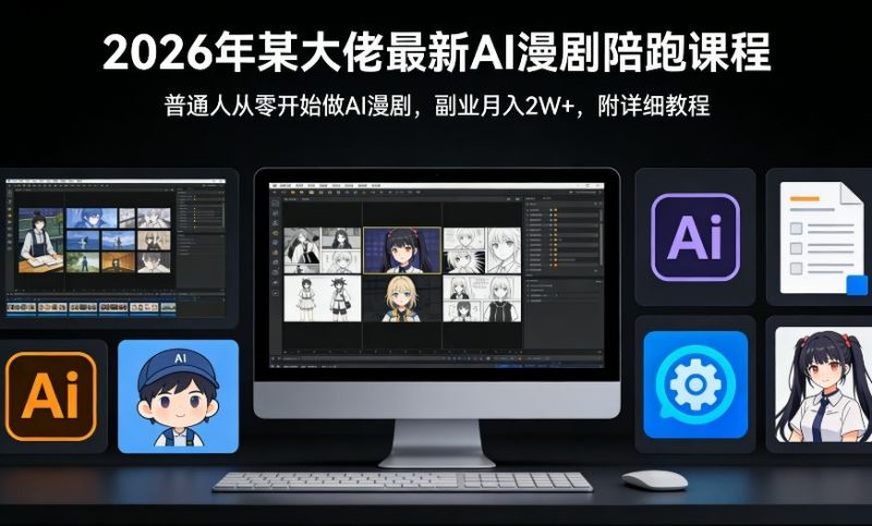 26年人工智能漫画剧专家速成教程，新手零基础快速月赚2万副业收入-西蒙学社
