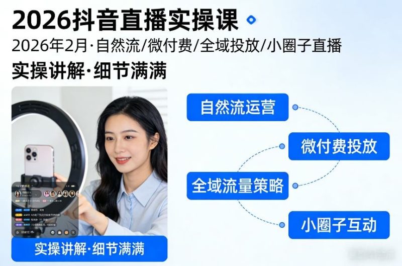 2026抖音直播自然流微付费全域投放小圈子直播实战深度指导-西蒙学社