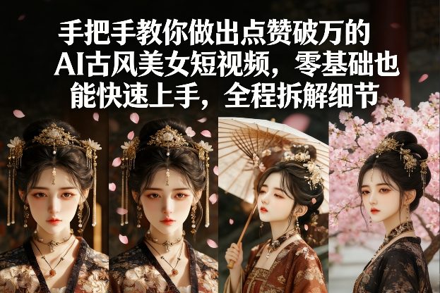 AI零基础轻松打造高赞古风美女短视频,全程细节拆解教学-西蒙学社