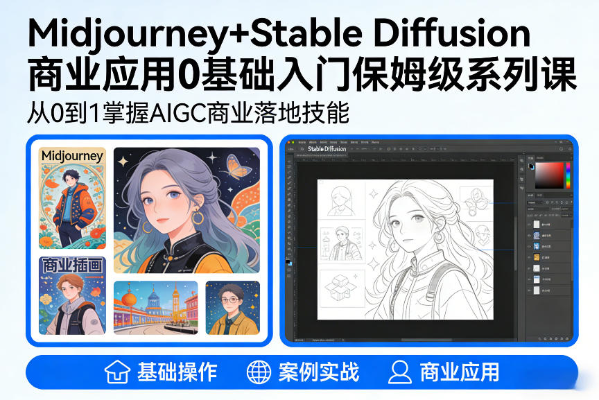 AIGC实践指南：Midjourney与Stable Diffusion零基础全课程入门详解-西蒙学社