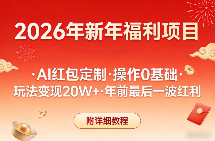 新春AI红包定制零基础项目，年前轻松变现20万+红利附带详细教程-西蒙学社