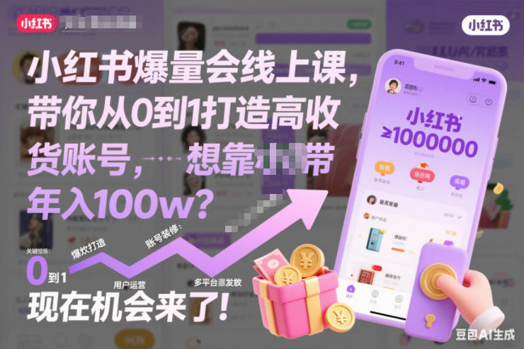 小红书带货线上课程零基础速成高收益账号年收入100万即刻开启-西蒙学社