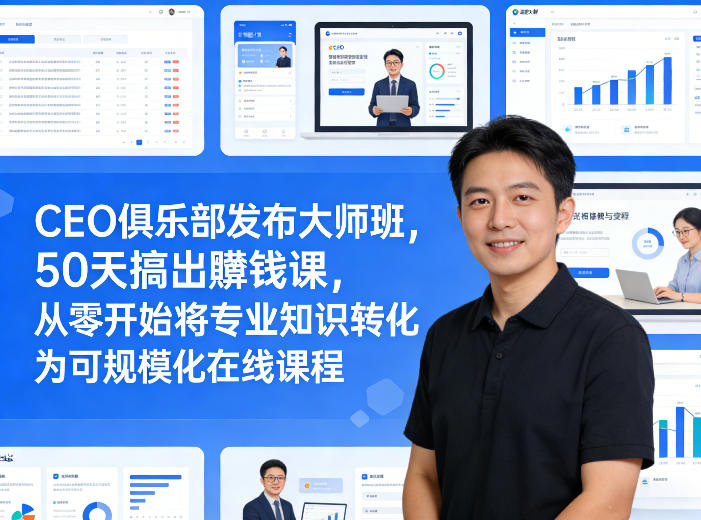 CEO俱乐部发布大师班,50天搞出賺钱课,从零开始将专业知识转化为可规模化在线课程-西蒙学社