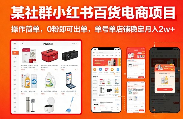 最新小红书电商爆款项目，新手0粉丝即刻变现，单人单干轻松月入2万+-西蒙学社