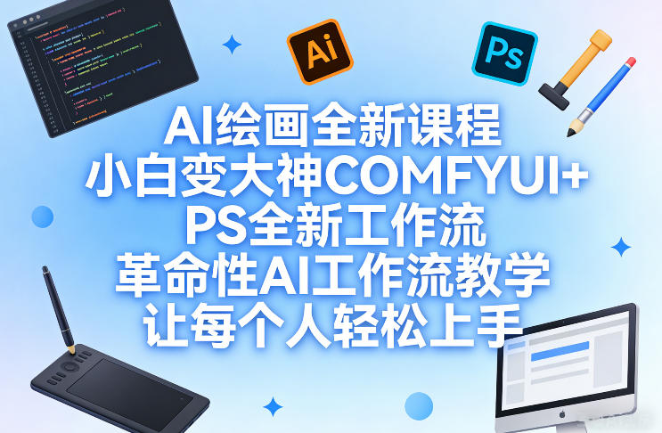 AI绘画零基础速成教学：COMFYUI+PS全新工作流程轻松打造小白变大神革命教程-西蒙学社