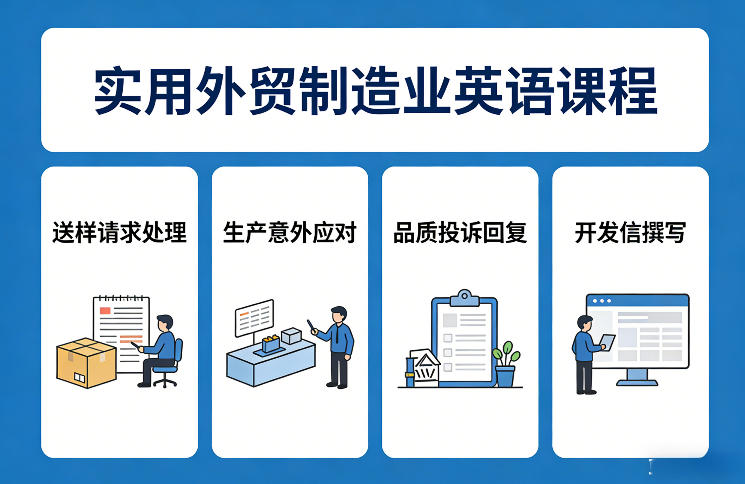 高效外贸制造业英语培训：精通处理样品请求、生产异常、品质投诉及开发信写作-西蒙学社