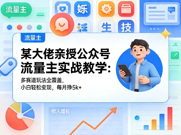 某大佬亲授公众号流量主实战教学：多赛道玩法全覆盖，小白轻松变现，每月多挣5k+-西蒙学社
