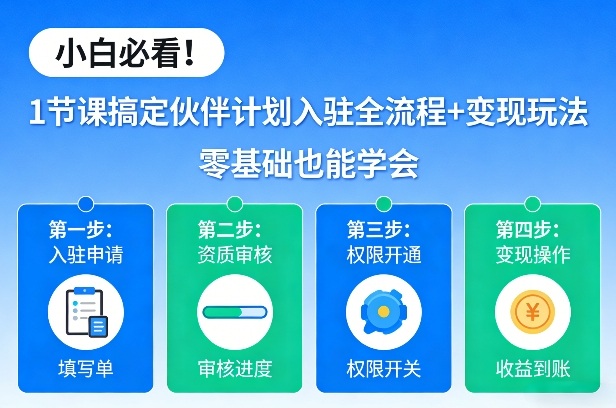 新手必学：一次学会伙伴计划入驻全流程与轻松赚取收益，零基础也能快速上手！-西蒙学社