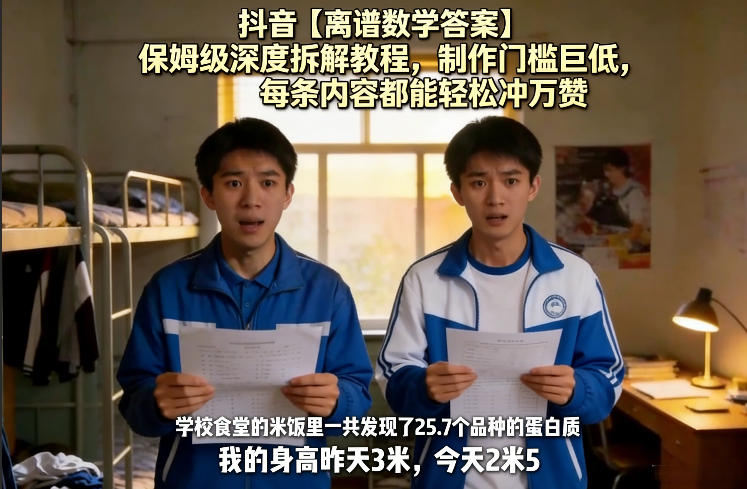 抖音【离谱数学答案】保姆级深度拆解教程，制作门槛巨低，每条内容都能轻松冲万赞，附详细步骤-西蒙学社