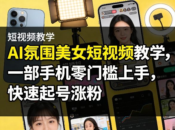 AI氛围美女短视频教学，一部手机零门槛上手，快速起号涨粉-西蒙学社