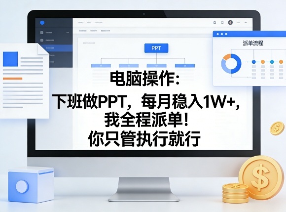 电脑操作：下班做PPT，每月稳入1W+，我全程派单！你只管执行就行【揭秘】-西蒙学社