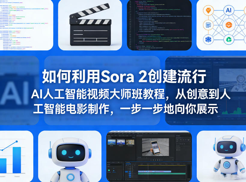 如何利用Sora 2创建流行AI人工智能视频大师班教程，从创意到人工智能电影制作，一步一步地向你展示-西蒙学社