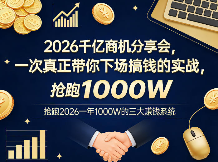 2026千亿商机分享会，一次真正带你下场搞钱的实战，抢跑2026一年1000W的三大賺钱系统-西蒙学社