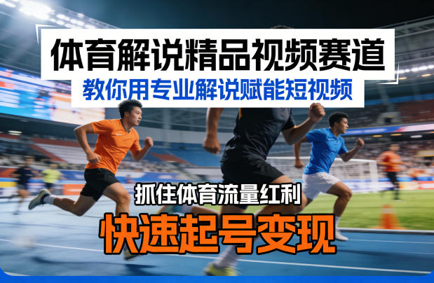体育解说精品视频赛道,教你用专业解说赋能短视频,抓住体育流量红利,快速起号变现-西蒙学社