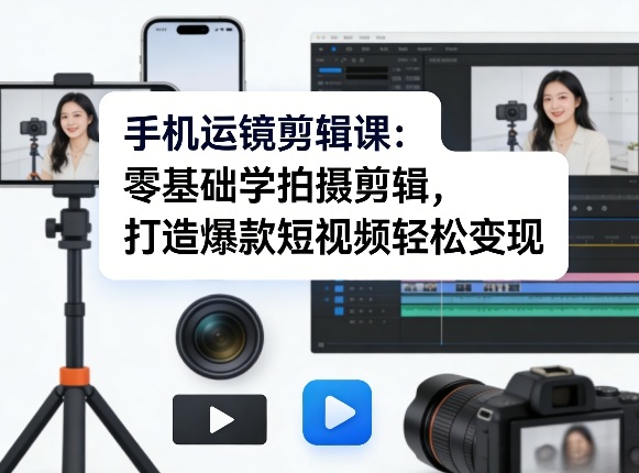 手机运镜剪辑课:零基础学拍摄剪辑,打造爆款短视频轻松变现-西蒙学社