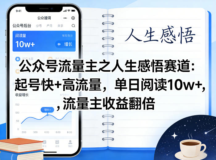 公众号流量主之人生感悟赛道，起号快+高流量，单日阅读10w+，流量主收益翻倍-西蒙学社