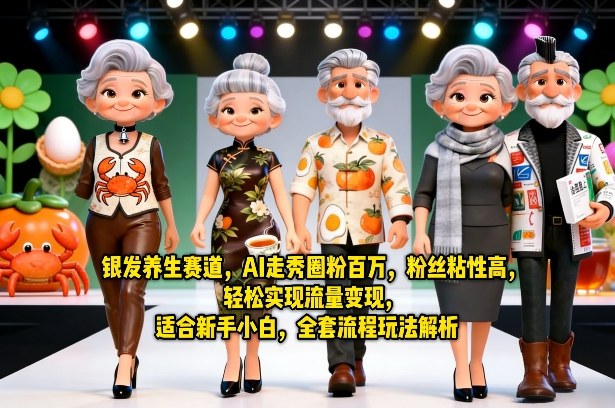 银发养生赛道，AI走秀圈粉百万，粉丝粘性高，轻松实现流量变现，适合新手小白，全套流程玩法解析-西蒙学社