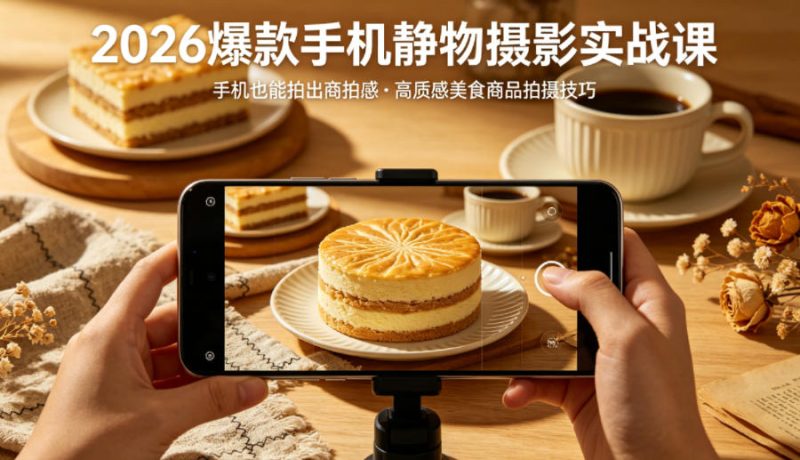2026爆款手机静物摄影实战课,手机也能拍出商拍感,学会拍出高质感美食商品-西蒙学社