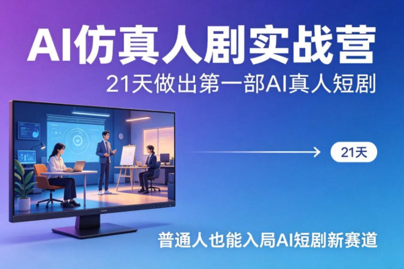AI仿真人剧实战营，21天做出第一部AI真人短剧，普通人也能入局AI短剧新赛道-西蒙学社
