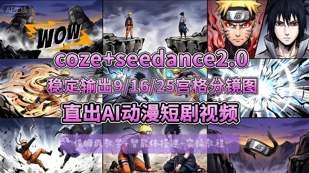[COZE搭建教学]COZE+即梦Seedance 2.0稳定输出9-16-25宫格分镜图直出AI漫剧视频-西蒙学社