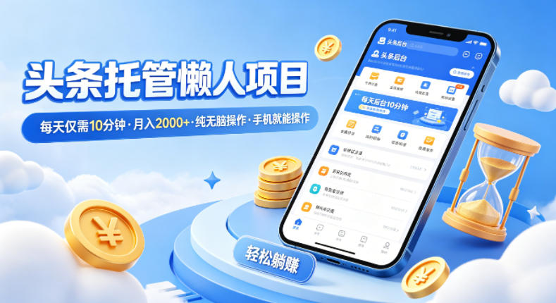 头条托管懒人项目,每天仅需10分钟,月入2000+,纯无脑操作,手机就能操作【揭秘】-西蒙学社