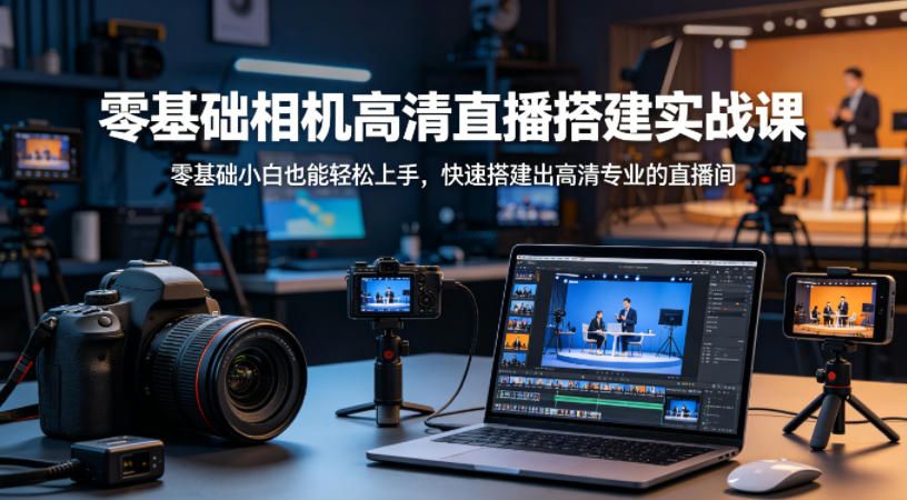 零基础相机高清直播间搭建实战课，小白也能轻松上手，快速搭建出高清专业的直播间-西蒙学社
