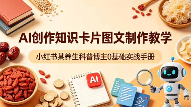 AI创作知识卡片图文制作教学，小红书某养生科普博主0基础实战手册-西蒙学社