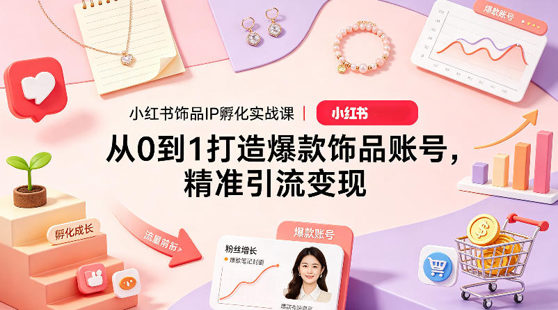 小红书饰品IP孵化实战课｜从0到1打造爆款饰品账号，精准引流变现-西蒙学社