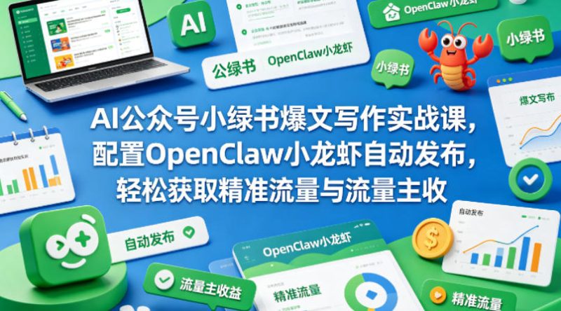 AI公众号小绿书爆文写作实战课，配置OpenClaw小龙虾自动发布，轻松获取精准流量与流量主收益-西蒙学社